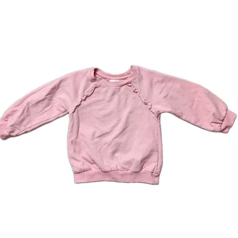 Haute Hippie Kids Pink Ruffle Crewneck Pullover Sweater Long Sleeve Girls 3T GUC